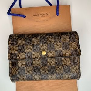 💯Authentic🛍Louis Vuitton🛍Louis Vuitton Tri-Fold Wallet Damier Porto Monogram